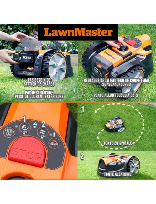 KIT ROBOT TONDEUSE AUTONOME SANS FIL PÉRIMÉTRIQUE + COUPE BORDURES 24V